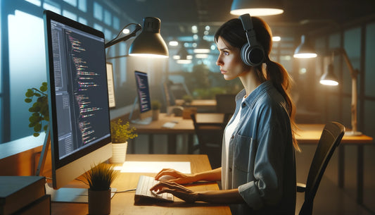 Engineer focused on her code